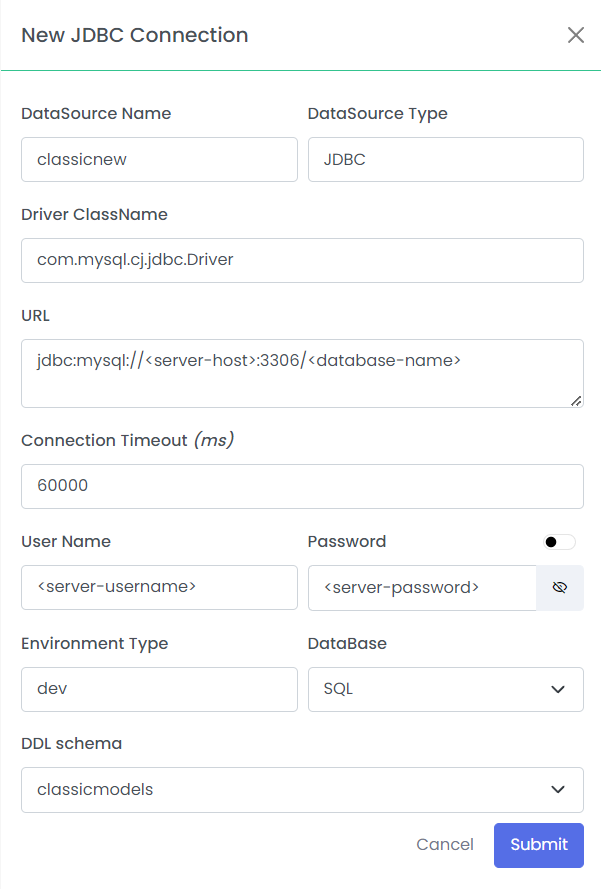 New JDBC Configuration